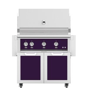 Hestan 36-Inch Propane Gas Grill W/ Sear Burner & Rotisserie On Double Door Tower Cart - Lush - GMBR36-LP-PP