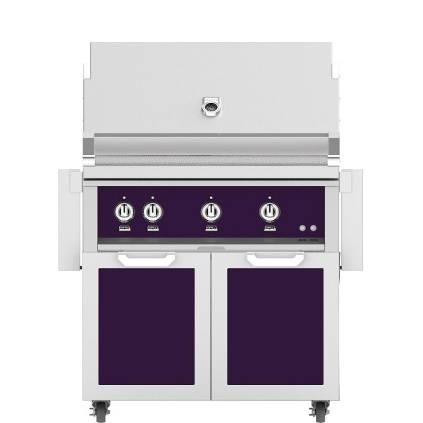 Hestan 36-Inch Propane Gas Grill W/ Rotisserie On Double Door Tower Cart - Lush - GABR36-LP-PP