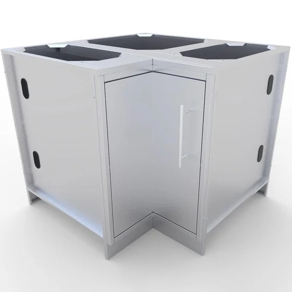 Sunstone Outdoor Kitchen 90 Degree Corner Island Cabinet with Lazy Susan Shelves - SBC12SLS