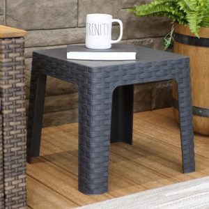18 Inch Square Polymer End Table in Gray by Ultimate Patio