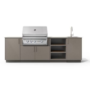 Urban Bonfire Mist 36 Outdoor Kitchen w/ Twin Eagles Propane Grill, Sink, Danae Dekton Countertop & Clay Finish - B-Mist-36-TwinEagles-Danae-Clay