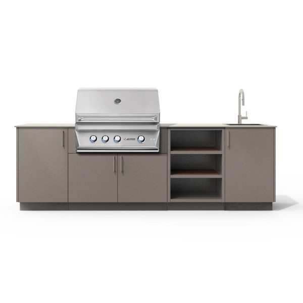 Urban Bonfire Mist 36 Outdoor Kitchen w/ Twin Eagles Propane Grill, Sink, Danae Dekton Countertop & Clay Finish - B-Mist-36-TwinEagles-Danae-Clay