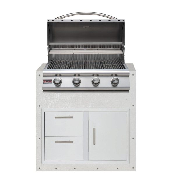 BBQGuys Signature 36-Inch Ready for Finish Outdoor Kitchen Module w/ Blaze LBM 32-Inch Natural Gas Grill & Double Drawer & Door Combo