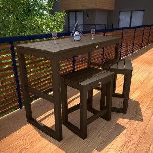 Audubon 3 Pc Recycled Plastic Counter Height Balcony Dining Bar Set in Weathered Acorn by Lakeview Outdoor Designs