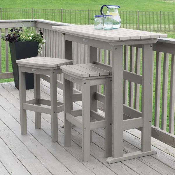Hart Lane 3 Pc Recycled Plastic Bar Height Dining Set in Harbor Gray by Lakeview Outdoor Designs