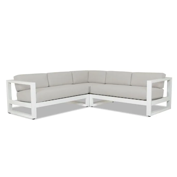 Newport 4 Person Aluminum Sectional Sofa in Frost/Cast Silver by Sunset West