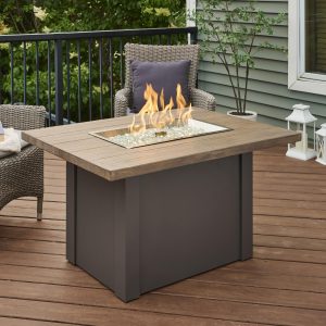 Havenwood 44 Inch Rectangular Powder Coated Steel Propane Fire Pit Table in Brown by The Outdoor GreatRoom Company