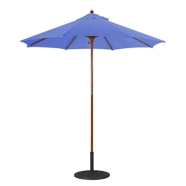 Galtech 7.5 Ft. Octagonal Hardwood Patio Market Umbrella W/ Push Lift - Dark Wood W/ Sunbrella Canvas Pacific Blue Canopy