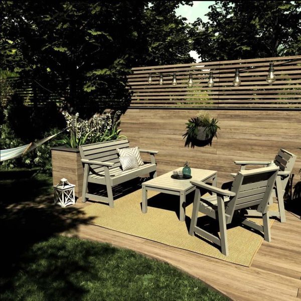 Elm Pointe 4 Pc Recycled Plastic Seating Set in Coastal Teak by Lakeview Outdoor Designs