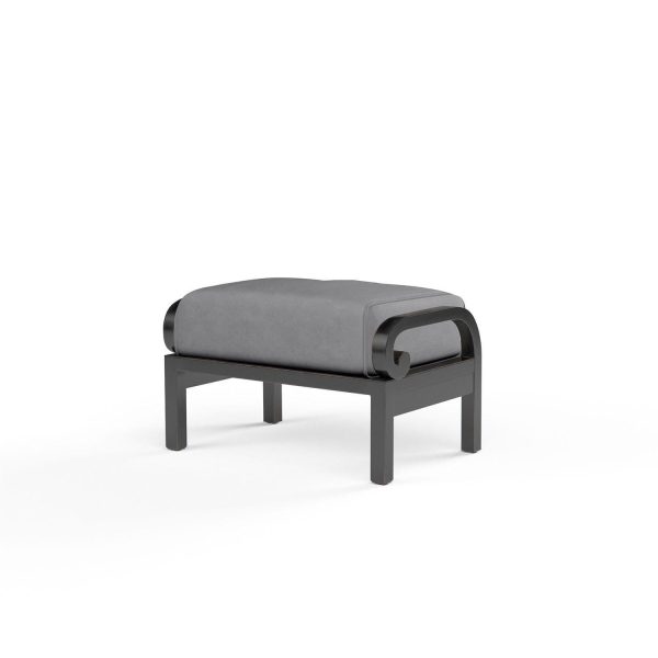 Monterey Aluminum Patio Ottoman in Canvas Granite w/ Self Welt By Sunset West