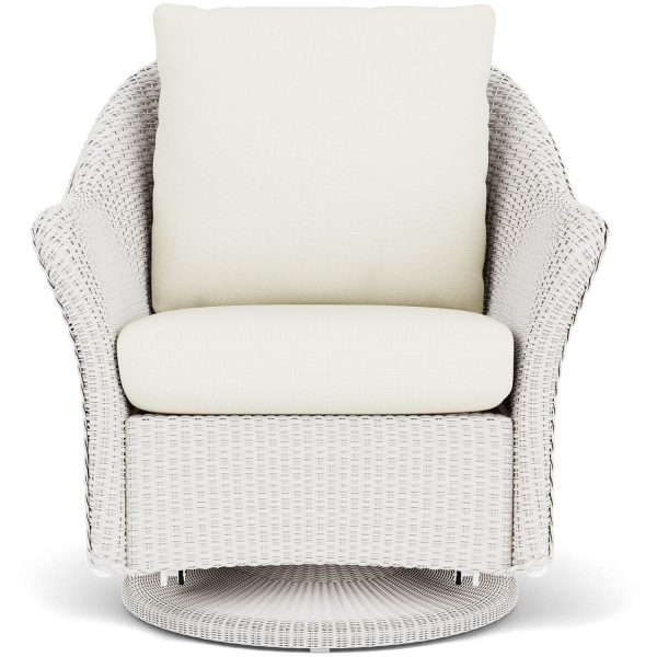 Weekend Retreat Lloyd Loom Swivel Glider Club Chair in White/Sailcloth Salt by Lloyd Flanders