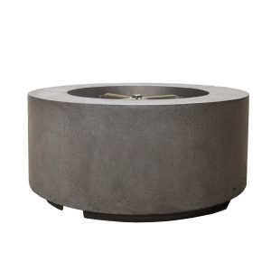 Spylake View 36 Inch Round GFRC Propane Fire Pit Table in Pewter by Lakeview Outdoor Designs