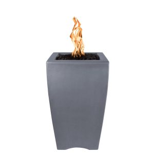 Baston 20 Inch Square GFRC Natural Gas Fire Pit w/ Access Door in Gray by The Outdoor Plus