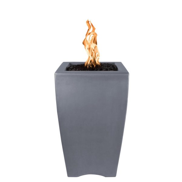 Baston 20 Inch Square GFRC Natural Gas Fire Pit in Gray by The Outdoor Plus