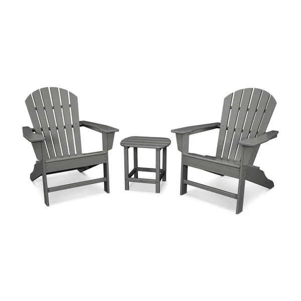 South Beach 3 Pc Recycled Plastic Seating Set in Slate Gray by POLYWOOD