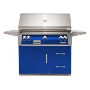 Alfresco ALXE 42-Inch Freestanding Natural Gas Grill On Refrigerated Cart With Sear Zone And Rotisserie in Ultramarine Blue - ALXE-42SZRFG-NG-S5002