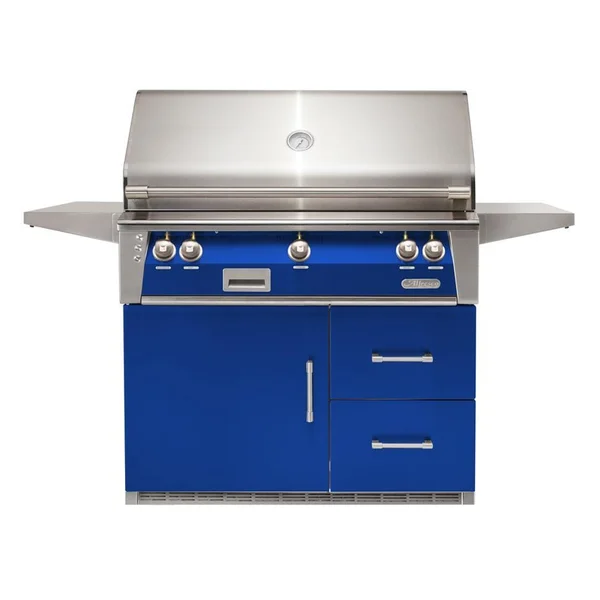 Alfresco ALXE 42-Inch Freestanding Propane Grill On Refrigerated Cart With Sear Zone And Rotisserie in Ultramarine Blue - ALXE-42SZRFG-LP-S5002