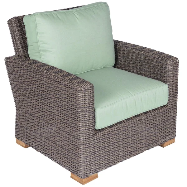 Sanibel Resin Wicker Club Chair in Natural/Canvas Spa by Royal Teak Collection