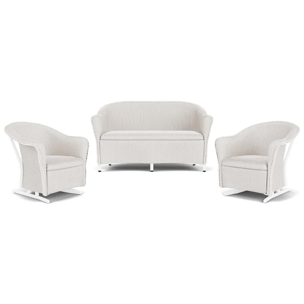 Reflections 3 Pc Lloyd Loom Seating Set w/ Rocking Chairs in White by Lloyd Flanders