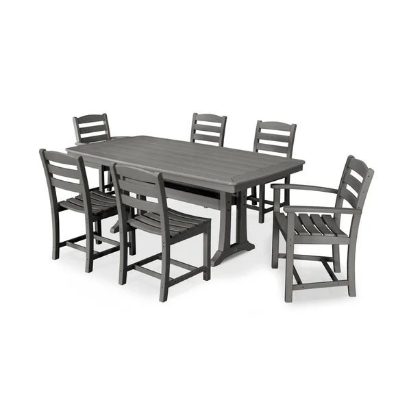 POLYWOOD La Casa Cafe 7 Piece Rectangular Dining Set - Slate Grey