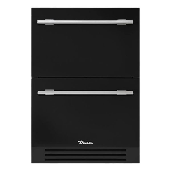 True ADA Height 24 Inch 5 Cu. Ft. Outdoor Refrigerator Drawers - Matte Black w/ Stainless Steel Handles - TURADA-24-D-A~027-H04