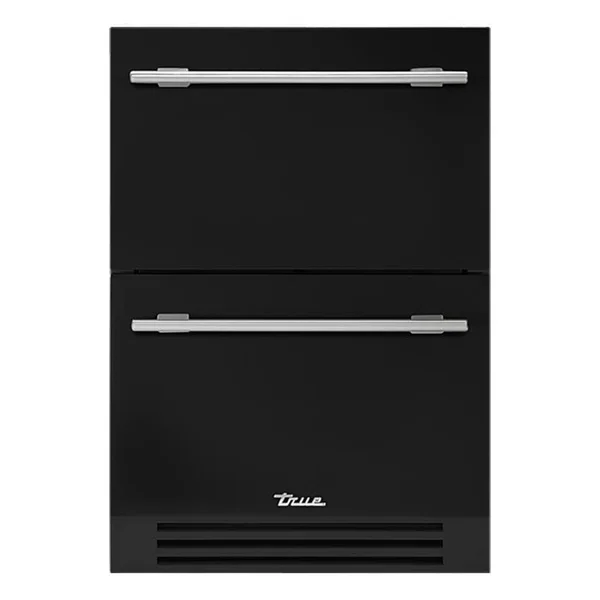 True ADA Height 24 Inch 5 Cu. Ft. Outdoor Refrigerator Drawers - Matte Black w/ Stainless Steel Handles - TURADA-24-D-A~027-H04