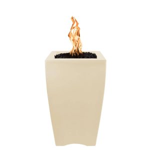 Baston 20 Inch Square GFRC Propane Fire Pit w/ Access Door and Glow Plug in Vanilla by The Outdoor Plus