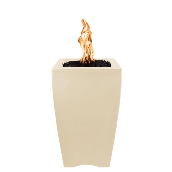 Baston 20 Inch Square GFRC Propane Fire Pit w/ Glow Plug in Vanilla by The Outdoor Plus