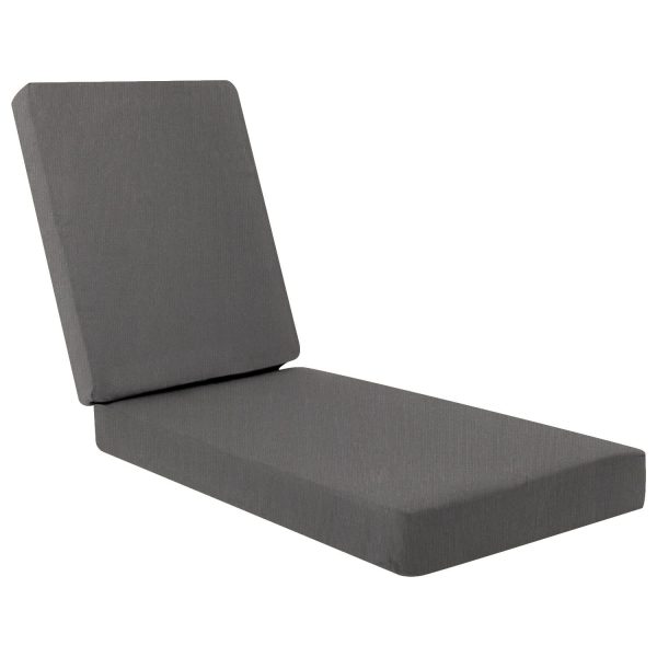 Sunbrella Canvas Charcoal Long Outdoor Replacement Chaise Lounge Cushion W/ Knife Edge By BBQGuys Signature