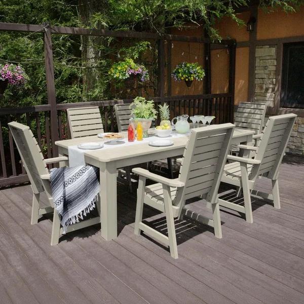 Elm Pointe 7 Pc Recycled Plastic Dining Set in Whitewash by Lakeview Outdoor Designs