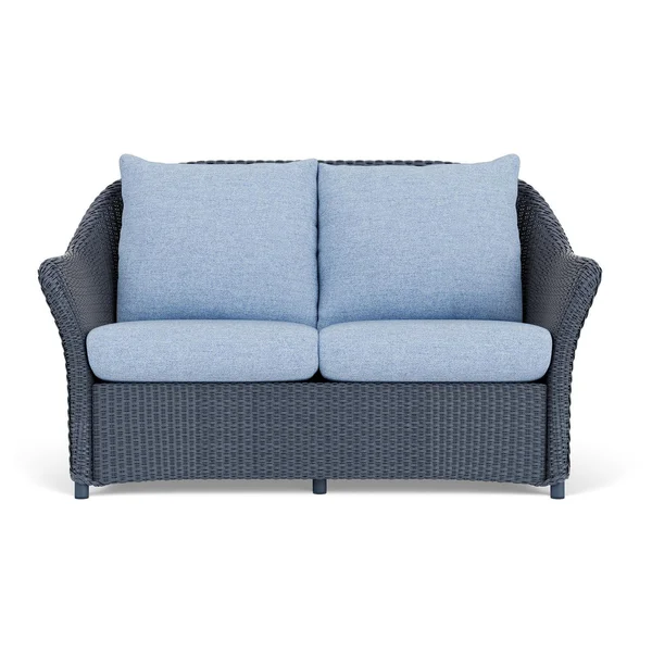 Weekend Retreat Lloyd Loom Loveseat in Denim Blue/Demo Skyway by Lloyd Flanders