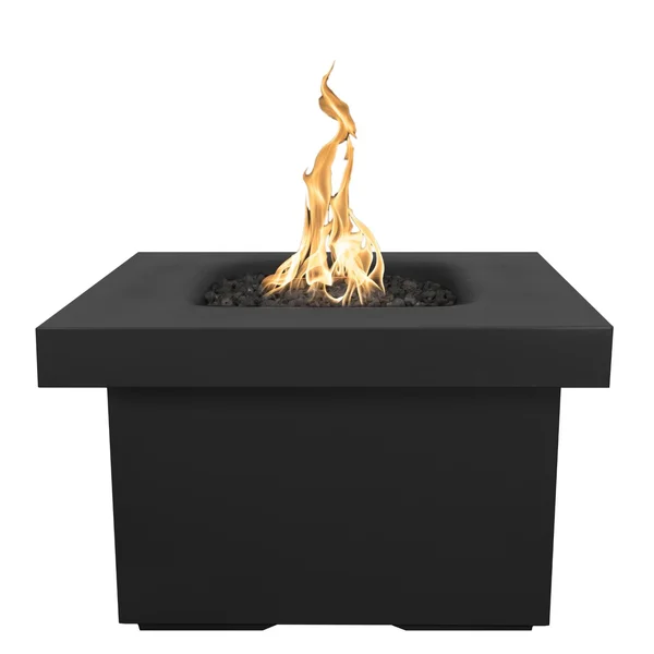 Ramona 36 Inch Square GFRC Natural Gas Fire Pit Table in Black by The Outdoor Plus