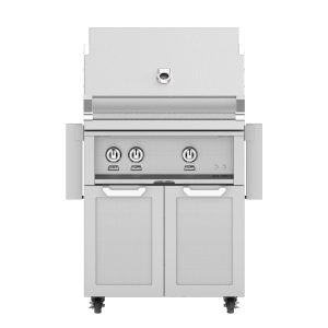 Hestan 30-Inch Natural Gas Grill W/ Rotisserie On Double Door Tower Cart - Steeletto - GABR30-NG-SS