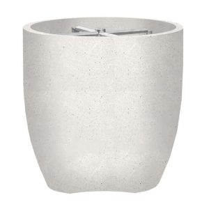 Bloomview 2 24 Inch Round GFRC Natural Gas Fire Bowl in Ultra White by Lakeview Outdoor Designs