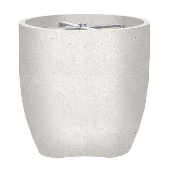 Bloomview 2 24 Inch Round GFRC Natural Gas Fire Bowl in Ultra White by Lakeview Outdoor Designs