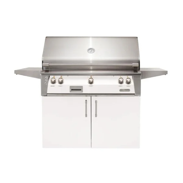 Alfresco ALXE 42-Inch Freestanding Natural Gas Grill With Sear Zone And Rotisserie in Signal White Matte - ALXE-42SZC-NG-SM9003