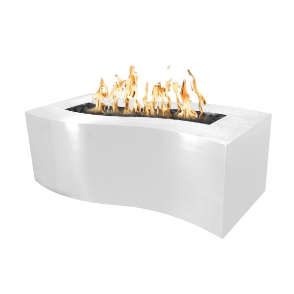 Billow 60 Inch Rectangular Powder Coated Steel Propane Fire Pit in White by The Outdoor Plus
