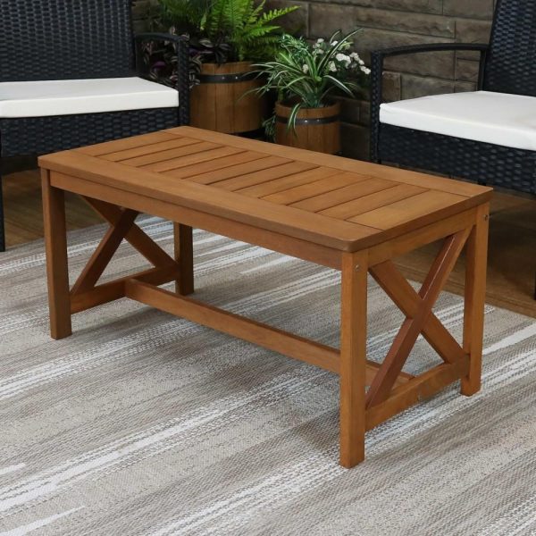 36 X 18 Inch Rectangular Meranti Wood Coffee Table in Teak Oil Finish by Ultimate Patio