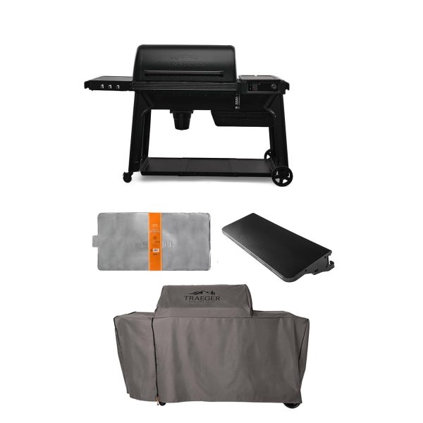 Traeger Woodridge Pro Wood Pellet Grill w/ P.A.L. Front Shelf, Grill Cover & Drip Tray Liners
