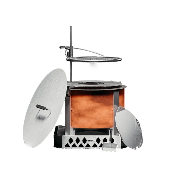 X Series 19 Inch Round Corten Steel Wood-Burning Fire Pit in Stainless Steel by Breeo