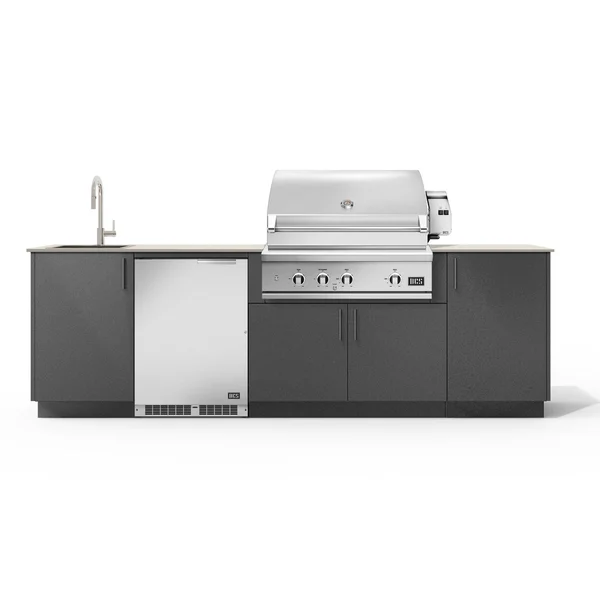 Urban Bonfire Dew 36 Outdoor Kitchen w/ DCS Natural Gas Grill, Sink, Refrigerator, Danae Dekton Countertop & Anthracite Finish - B-Dew-36-DCS-Danae-Anthracite