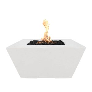 Redan 50 Inch Square GFRC Natural Gas Fire Pit w/ Glow Plug in Limestone by The Outdoor Plus