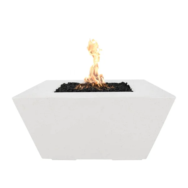 Redan 50 Inch Square GFRC Natural Gas Fire Pit w/ Glow Plug in Limestone by The Outdoor Plus