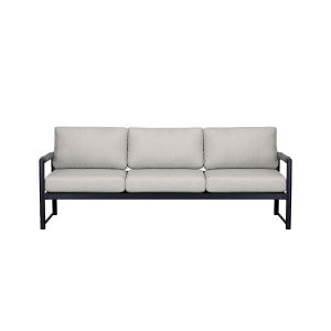 Avenue Bay 3 Person Aluminum Sofa in Black/Cast Silver by Lakeview Outdoor Designs