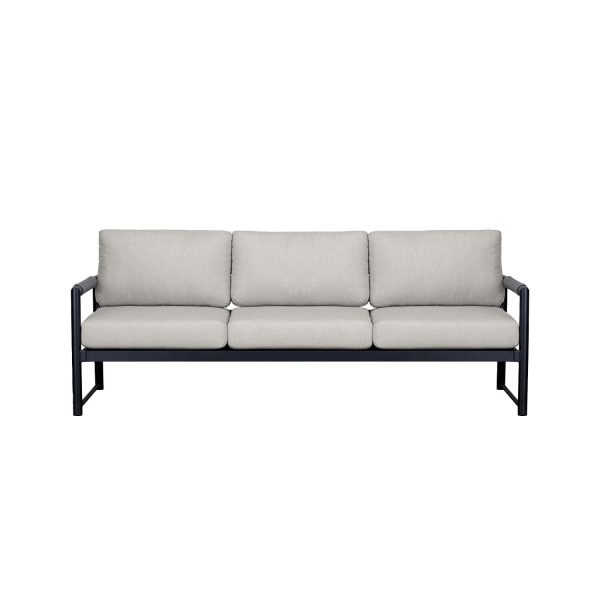 Avenue Bay 3 Person Aluminum Sofa in Black/Cast Silver by Lakeview Outdoor Designs