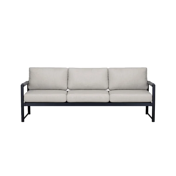 Avenue Bay 3 Person Aluminum Sofa in Black/Cast Silver by Lakeview Outdoor Designs