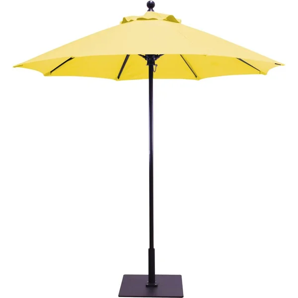 Galtech 7.5 Ft. Octagonal Aluminum Patio Market Umbrella W/ Push Lift - Black Frame W/ Sunbrella Canvas Sunflower Yellow Canopy