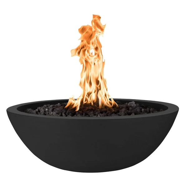 Sedona 33 Inch Round GFRC Propane Fire Bowl w/ Key Valve in Black by The Outdoor Plus
