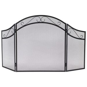 Ultimate Patio 3-Panel Steel Elegant Scroll Fireplace Screen