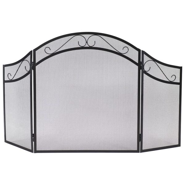 Ultimate Patio 3-Panel Steel Elegant Scroll Fireplace Screen